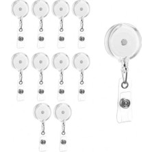 İğne İzi Yoyo Yaka Kartlığı 50 Adet Beyaz –  Retractable Badge Reel – Transparent, Metal Clip 50 Peaces White
