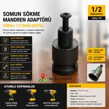 Perfeclan Somun Sökme Mandren Adaptörü Vidalı 1/2 Bağlantılı PLT28000104