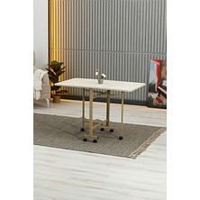 Manos Serisi 70X110 Katlanabilir Metal Ayaklı Kitlenebilir Tekerli Masa