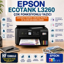 Epson Fotokopi + Tarayıcı + Wifi Direct + Tanklı Ecotank L3260 Mürekkep Püskürtmeli Yazıcı + Fotoğraf Kağıdı Hediyeli