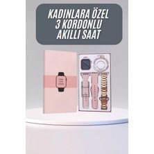 Kont Akıllı Saat 3 Kordonlu ve Aksesuarlı Bayanlar Için Şık Rose Renk