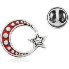 Yvz Store 925 Ayar Gümüş Ay Yıldız Rozet