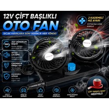 Eco Lounge 12V Oto Fan Çakmaklık Girişli Ayarlanabilir Başlıklı Araç Vantilatörü Araç İçi Mini Soğutucu Fan Oto Klima Destekleyici Sessiz Oto Vantilatör