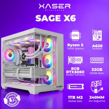Xaser Sage X6 Ryzen 5 7500F 32GB Ddr5 Ram 1tb M.2 Nvme SSD 8gb RTX5060 Sıvı Soğutmalı Oyuncu Bilgisayarı