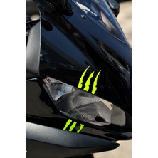 Banxtre Kask ve Motor Için Neon Sarı Renk Pençe Izi Sticker Etiket