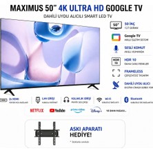 Maximus Maxımus 50'' 127 Ekran Uha 50 M9P Uydu Alıcılı Google Tv ++ Dreamstar Tv Duvar Askı Aparatı