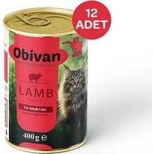 Obivan Kuzu Etli Sos İçinde Gravy Yetişkin Kedi Yaş Maması 400 GR x 12 Adet