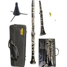 Sazhane MCL-5000 Pro Gümüş+Deri Sol Klarnet 4 Yüzük (Stand Dahil)