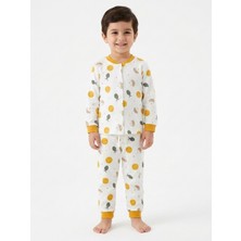 Enza Butik Çıtçıtlı %100 Pamuk Interlok Kumaş Pijama Takımı 3-6 Yaş Erkek ve Kız Çocukları Için