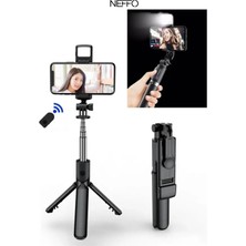 Neffo LED Işıklı Kablosuz Bluetooth Selfie Tripod | 100 cm Katlanabilir Monopod | Telefon & Gopro Uyumlu