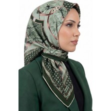 Hadiora Kadın Yeşil Soyut Desenli Organik Soft Pamuk Eşarp