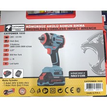 Catpower 1035 Akülü Somun Sıkma 20V 4.0AH 1/2'' 850 Nm Tork Güç Kaynağı ile 2 Adet