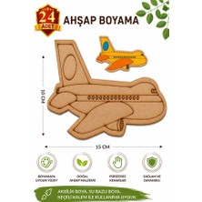 ArtMaster Ahşap Boyama Uçak 24 Adet 10X15CM Araba Boyama Figürü Etkinlik Çoçuk Gelişim Motor Beceri Kreş Anasınıfı