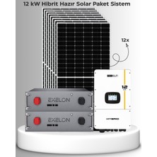 SB Solar 12KW Hibrit Lityum Solar Paket | Villa • Müstakil Ev • Işletme Için | Şebeke Destekli Hibrit Sistem