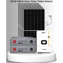 SB Solar 15KW Hibrit Lityum Solar Paket | Villa • Müstakil Ev • Işletme Için | Şebeke Destekli Trifaze Sistem