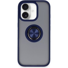 Uravas Store Iphone 16 Kılıf Montreal Yüzüklü Silikon Kapak - Lacivert