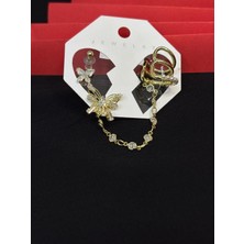 Melisa Takı & Aksesuar 316L Çelik Jewelry Gold Renk 4lü Set Ear Cuff Küpe