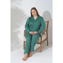 Pijamerry Büyük Beden Uzun Kol Milan Kumaş Pijama Takımı
