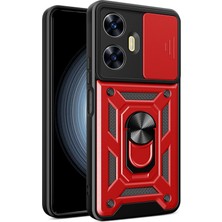 Uravas Store Realme C55 Kılıf Pars Lens Yüzüklü Silikon - Kırmızı