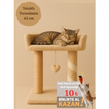 Empressco Komano Pontika Peluş Dokulu Yumuşacık 2 Katlı Yataklı-Oyun Alanlı Kedi Tırmalama Tahtası 55CM Soft Renkler - Fiyatı, Yorumları
