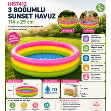 Eco Lounge H57412 3 Boğumlu Sunset Havuz 114x25 cm Intex Şişme Çocuk Havuzu Balkon Bahçe Yazlık Havuzu
