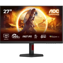 Aoc 27" Q27G4ZR-PIXEL (Ölü Pikselli) 0.3ms 260Hz HDMI Dısplayport Fast IPS 2k Oyuncu Monitörü