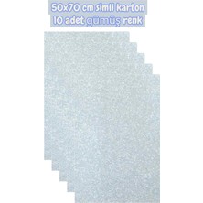 50X70 cm Simli Karton 10 Adet Gümüş Renk Tek Ebat 280 gr Tabaka Kağıtlar B5