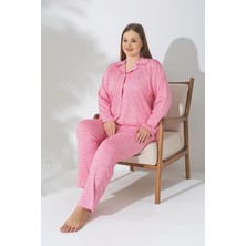 Pijamerry Büyük Beden Uzun Kol Milan Kumaş Pijama Takımı