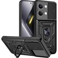 Microcase Poco X8 Pro Max 5g ile Uyumlu Kamera Kapaklı Manyetik Mıknatıslı Yüzük Standlı KILIF-AL5128