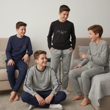 Bonbon Genç Erkek Pamuklu Yakası Düğmeli Cepli Hediyelik 4 Adet 2'li Alt Üst Pijama Takımı (AL007 V1,AL003 V2, AL009 V2,AL007 V2) BB2491