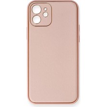 Iphone 12 Kılıf Coco Deri Silikon Kapak - Pembe
