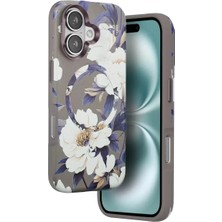 Onegif Iphone 16 Flower Series Magsafe Kapak - Gri