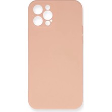 Iphone 12 Kılıf Nano Içi Kadife Silikon - Pudra
