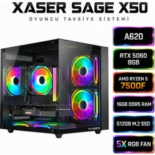 Xaser Sage X50 AMD R5 7500F/A620M/ASUS 8GB GDDR7 RTX5060/512GB M.2/16GB DDR5 Ram Masaüstü Oyuncu Bilgisayarı