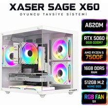 Xaser Sage X60 Ryzen 5 7500F/A620M/ASUS 8GB RTX5060/512GB M.2/16GB DDR5 Ram Masaüstü Oyuncu Bilgisayarı