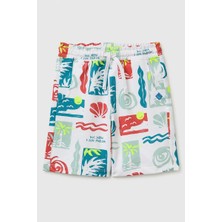 United Colors Of Benetton Erkek Çocuk Beli Lastikli Relaxed Fit Bermuda Şort Beyaz Mix 6-9 Yaş