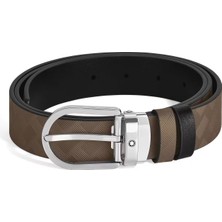 Montblanc At Nalı Tokalı Kahve - Siyah 30 mm Çift Taraflı Deri Kemer 220982