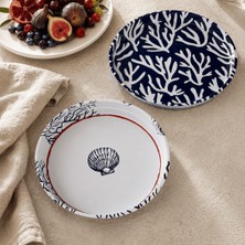 Sarkap Home 26 cm Beyaz-Mavi 2'li Meyve Tabağı Seti