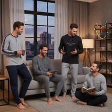 Bonbon Erkek Pamuklu Yakası Düğmeli Cepli Bohçalık Çeyizlik Hediyelik 4 Adet 2'li Alt Üst Pijama Takımı ( AL003 V2, AL007 V2, AL009 V1, AL009 V2 ) BB2484