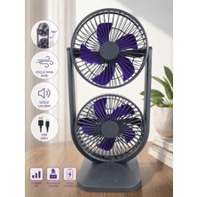 vooka 80° Ayarlanabilir Premium Çift Fanlı Mini Klima Etkili Sessiz Masaüstü Şarjlı Fan