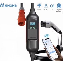 Khons 22KW Taşınabilir Elektrikli Araç Şarj Istasyonu | 3 Faz | 5 Metre | App Kontrollü