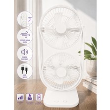 vooka 80° Ayarlanabilir Premium Çift Fanlı Mini Klima Etkili Sessiz Masaüstü Şarjlı Fan