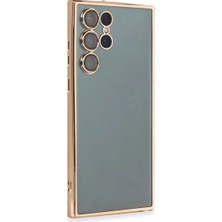 Bilfold Samsung Galaxy S22 Ultra Kılıf Razer Lensli Silikon - Gold