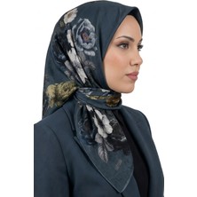 Hadiora Kadın Petrol Zeminli Çiçek Desenli Organik Pamuk Soft Eşarp