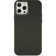 Bilfold Apple Iphone 12 Pro Max Kılıf Asya Deri Silikon - Koyu Yeşil