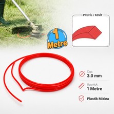 Badem10 Motorlu Tırpan Misinası 3.0 mm 1 Metre Dayanıklı Uzun Ömürlü Profesyonel Kare Plastik Ip
