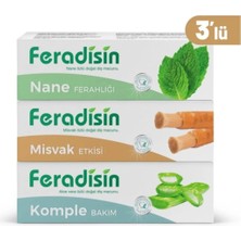 Feradisin Doğal ve Helal Florürsüz Beyazlatıcı Üçlü Dişmacunu Seti - Misvak - Nane - Aloevera