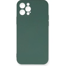 Bilfold Apple Iphone 12 Pro Max Kılıf Nano Içi Kadife Silikon - Koyu Yeşil