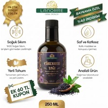 Lanorre %100 Soğuk Sıkım Yerli Tohum Analizli Çörek Otu Yağı ( Çörekotu ) 250ML %100 Saf & Doğal Yüksek Timokinonlu