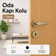 Badem10 Özen Royal Titanyum Renk Iç Kapı Kolu 1 Takım Yuvarlak Rozetli Oda Salon Yatak Odası Kapı Kolları